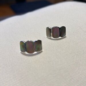 Sterling Silver and Abalone Inlay Earrings with Post Backs, 1 Inch